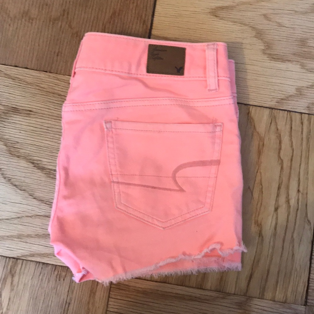 Neon Orange American Eagle Jean Shorts